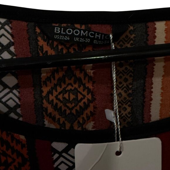 Bloomchic Plus Size 22-24 Black Dress With Multicolor Tribal Print Yoke NWT - Picture 3 of 5